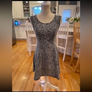 Free People black and white chevron knit open back jeweled fit and flare dress